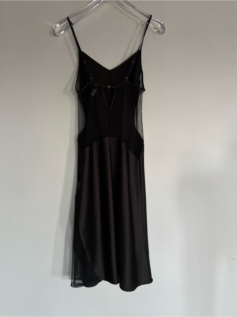 Thistle & Spire Black Union Slip Dress Sheer Mesh Asymmetric Satin Mini S - Picture 3 of 11